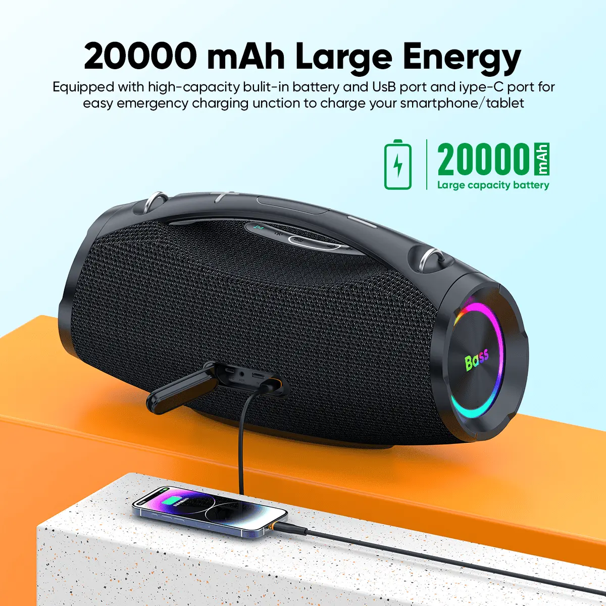 200W TWS Speaker With Dual Wireless Microphone and Remote Control thumbnail 9