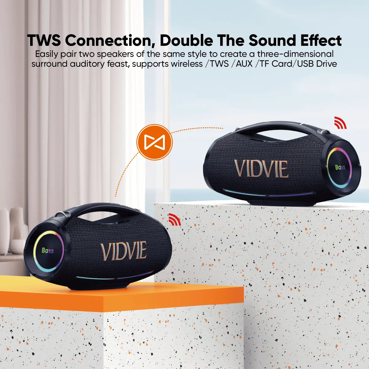 200W TWS Speaker With Dual Wireless Microphone and Remote Control thumbnail 5