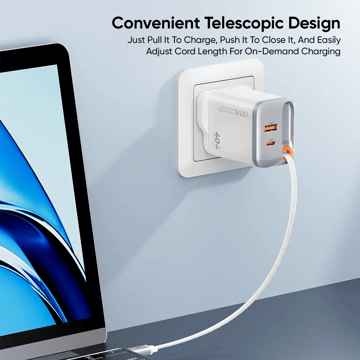 Retractable cord GAN Fast charger thumbnail 6
