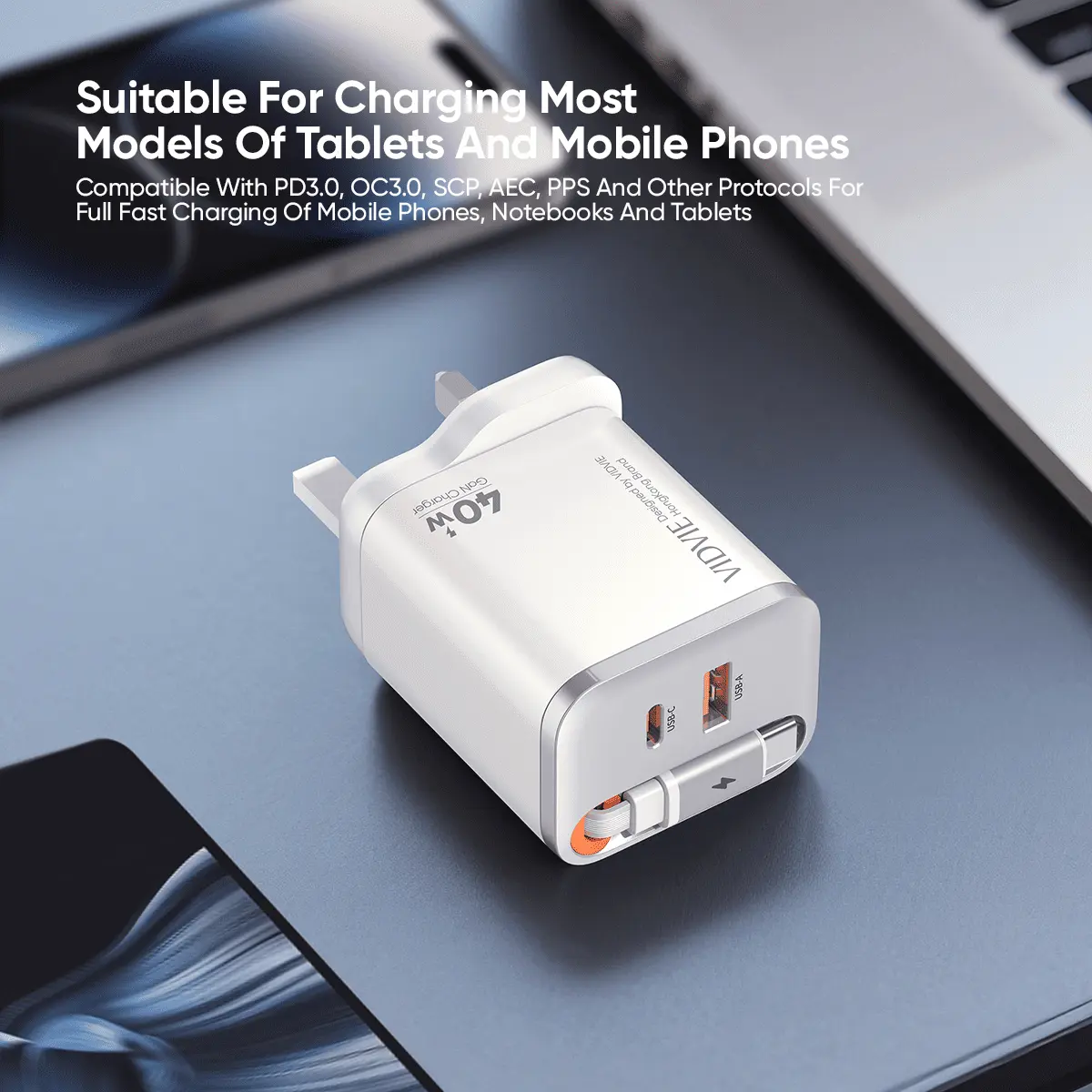 Retractable cord GAN Fast charger thumbnail 4