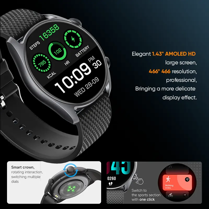 AMOLED Ultra-clear Screen Wireless Call Smart Watch thumbnail 5
