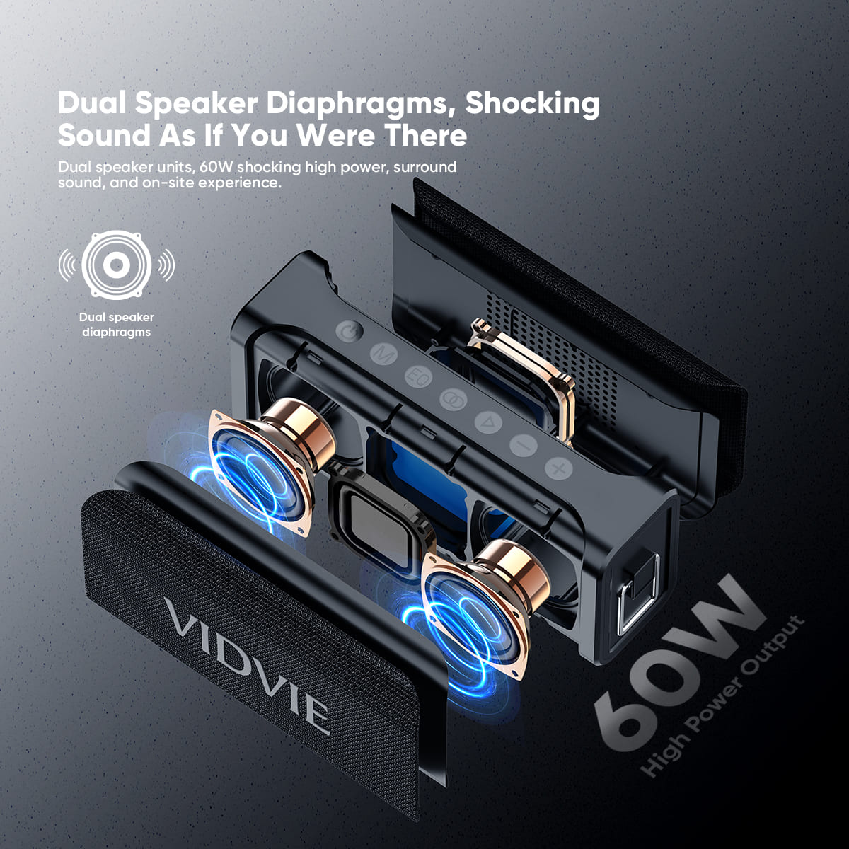 portable 60watts wireless speaker with dual microphones. thumbnail 4