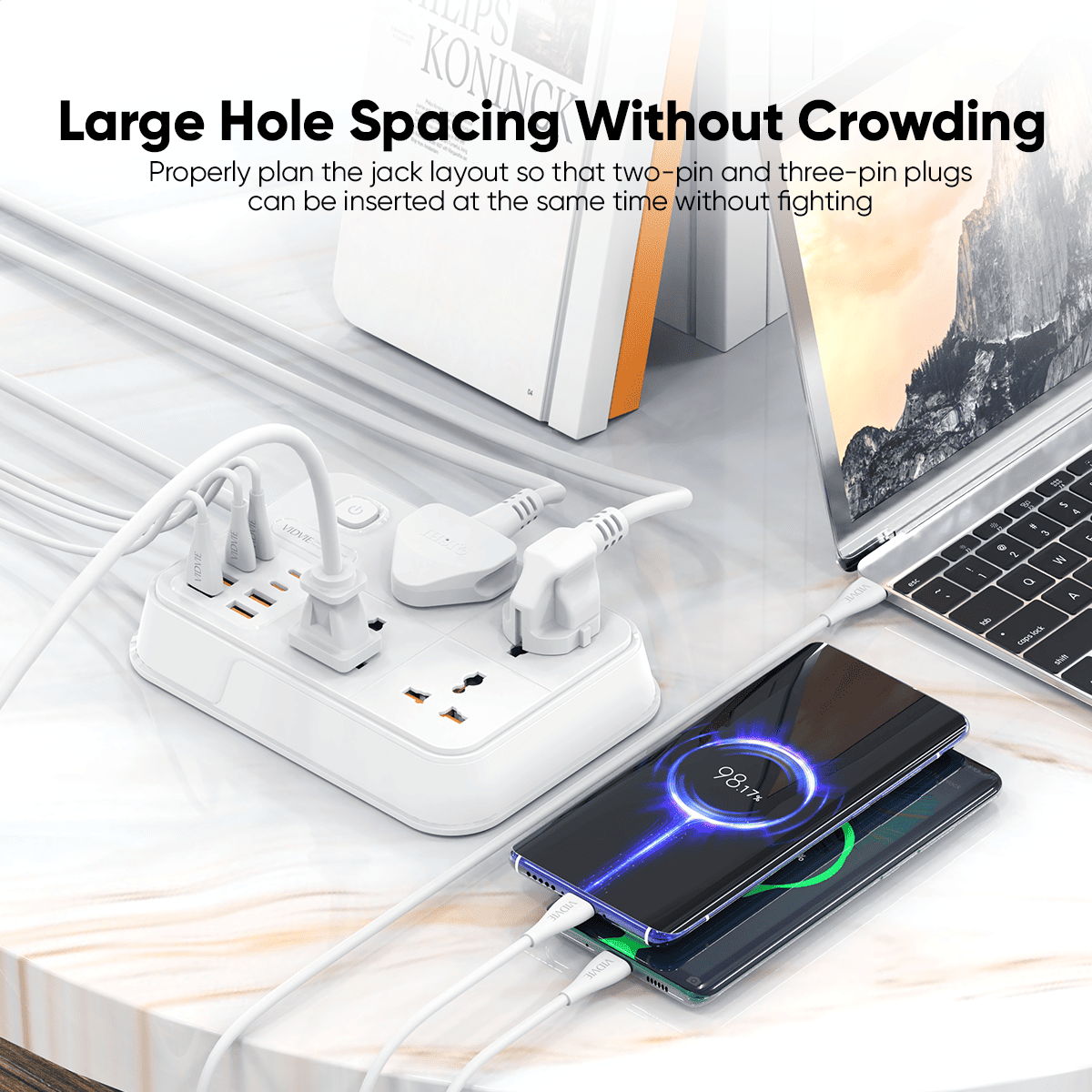 2500watts 4 USB + 4 Type-C Power Strip. thumbnail 5