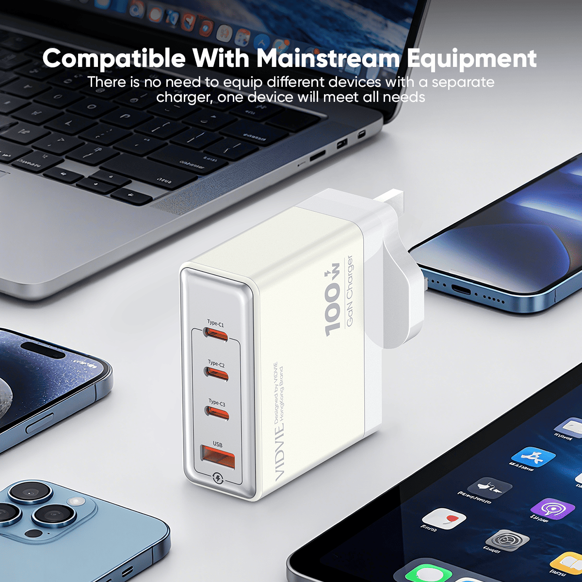 Single USB & Three Type-C GaN 100W Fast Charger thumbnail 5