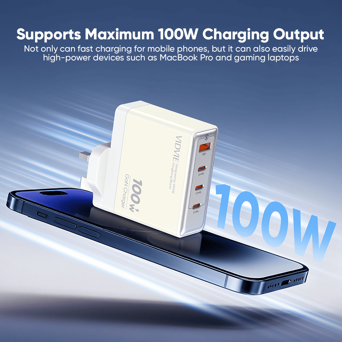 Single USB & Three Type-C GaN 100W Fast Charger thumbnail 6