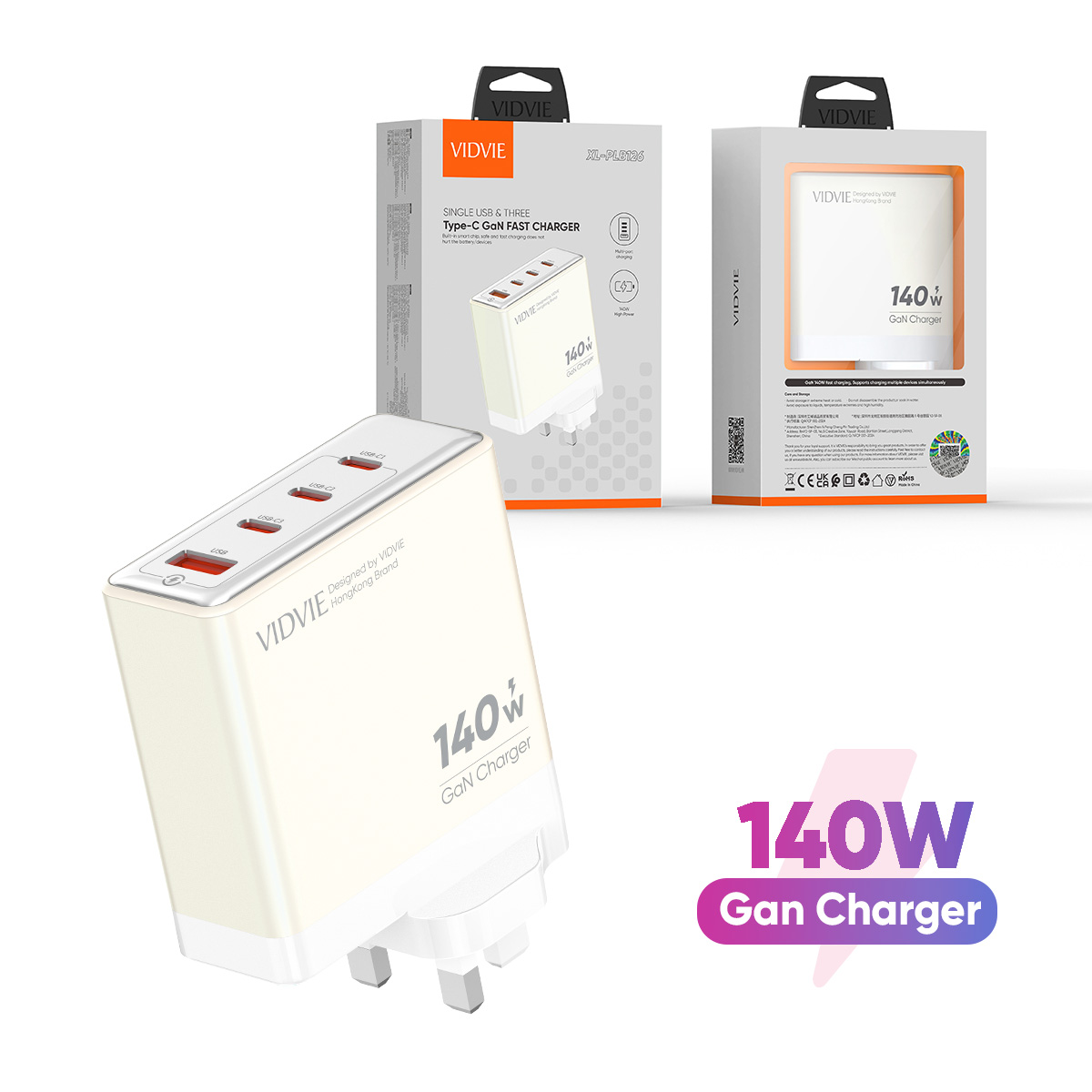 Single USB & Three Type-C GaN 140W Fast Charger thumbnail 5
