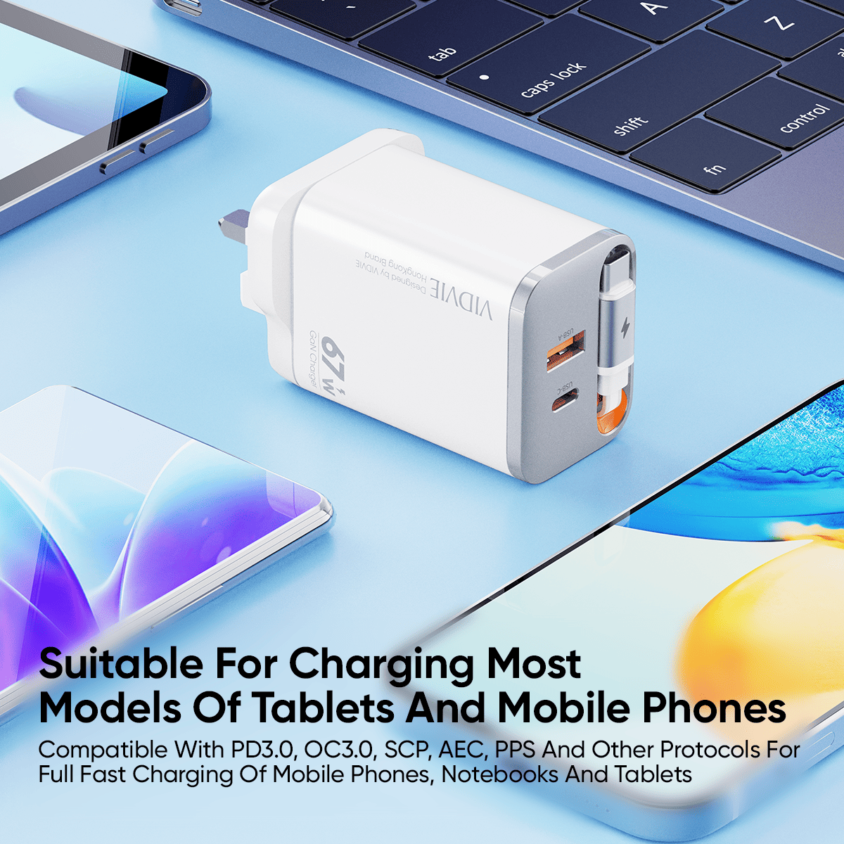 Retractable Cord GaN 67W Fast Charger thumbnail 3