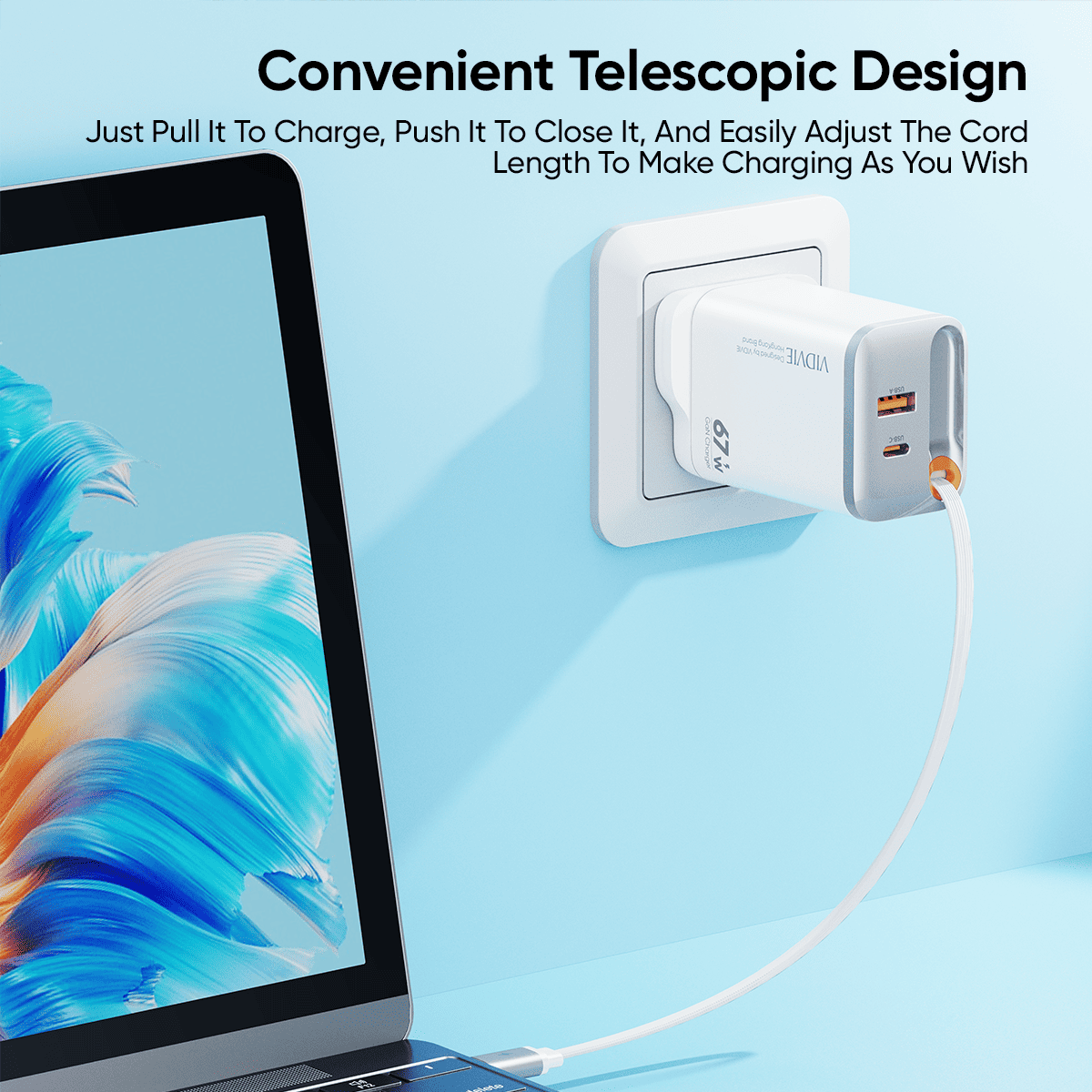 Retractable Cord GaN 67W Fast Charger thumbnail 4