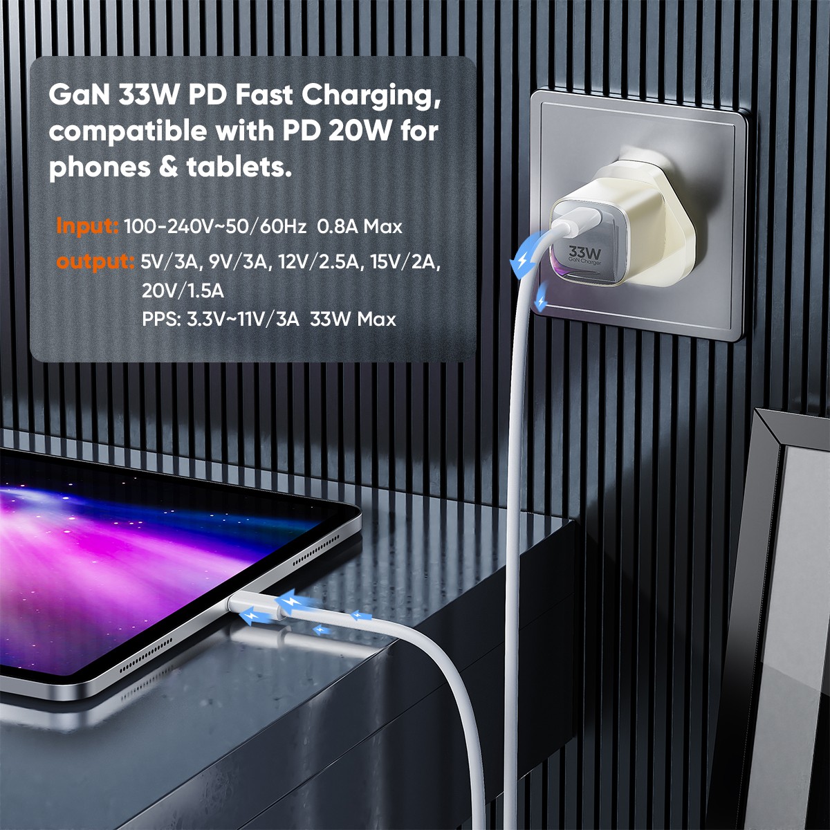GaN Single Type-C 60W Fast Charger | Type c to typec cable. thumbnail 4
