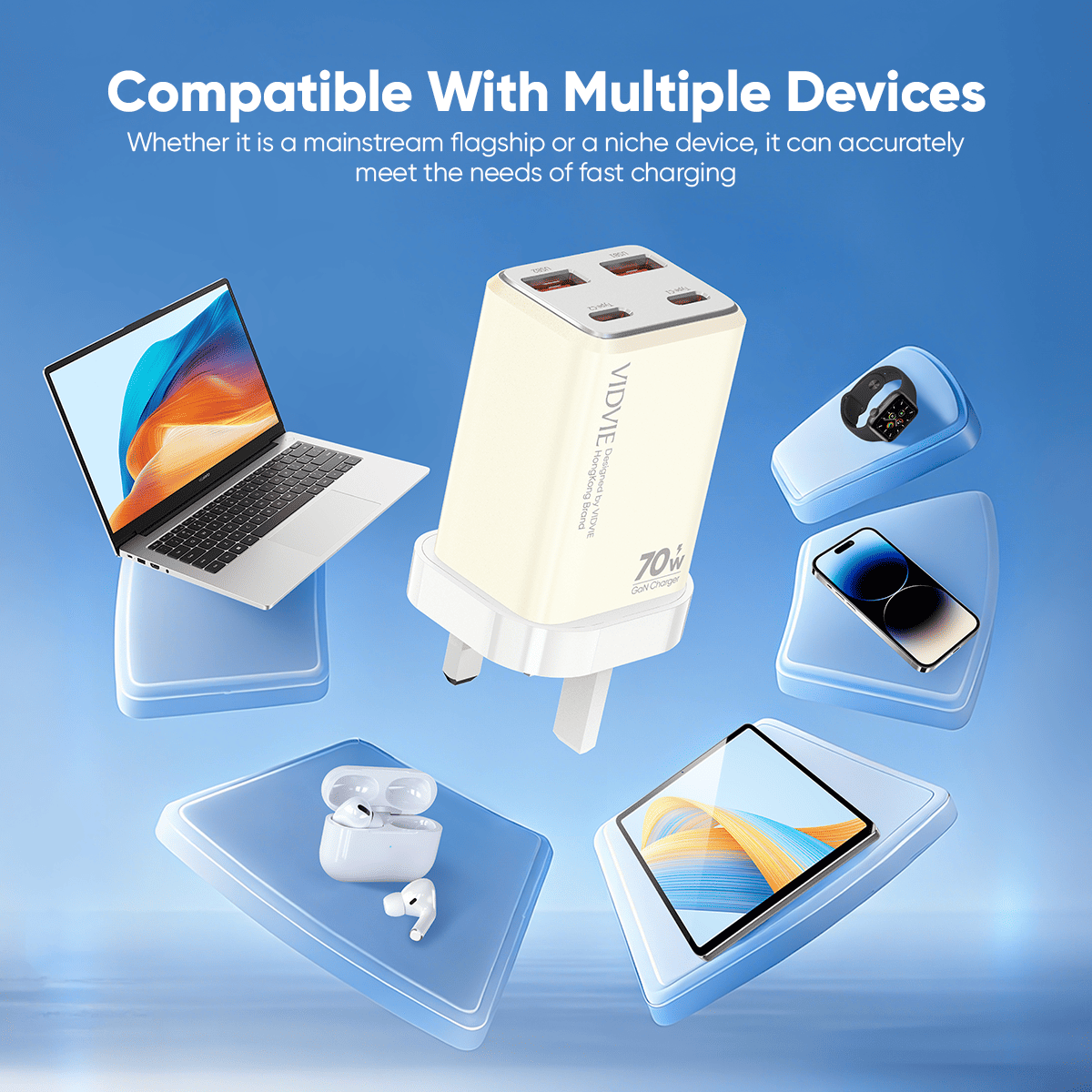 GaN Dual USB & Dual Type-C 70W Fast Charger thumbnail 4