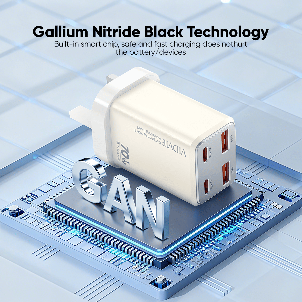 GaN Dual USB & Dual Type-C 70W Fast Charger thumbnail 6
