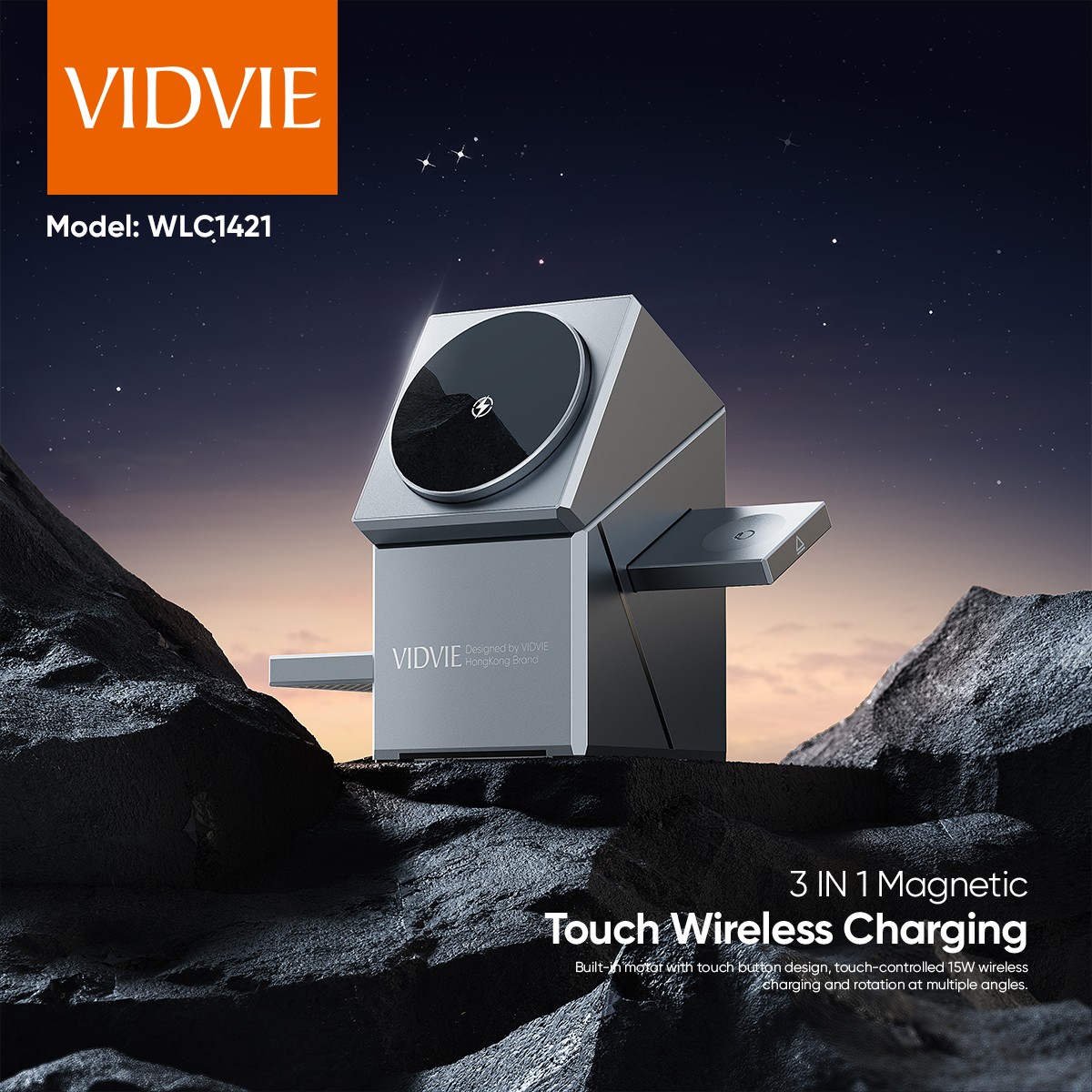 15W desktop 3-in-1 touch stand wireless charging thumbnail 2