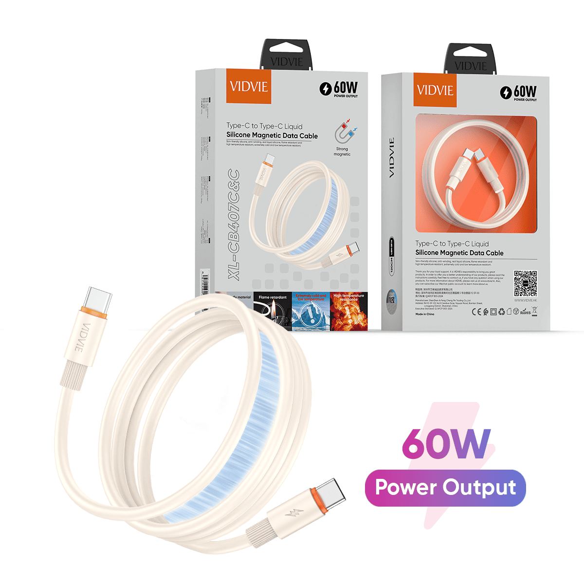 Type-C to Type-C 60W Liquid Silicone Magnetic Cable thumbnail 8